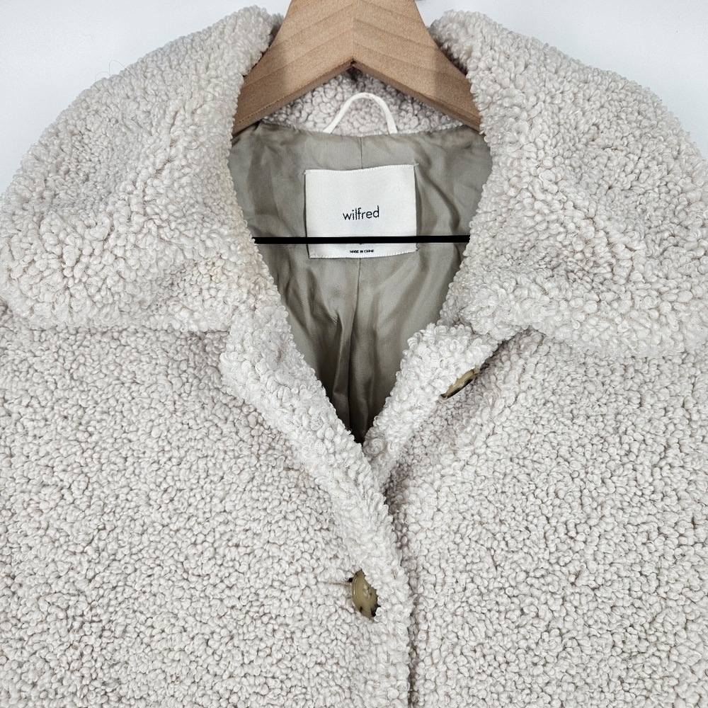 Aritzia Wilfred Bone White Stanza Sherpa Teddy Coat - Picture 2 of 14